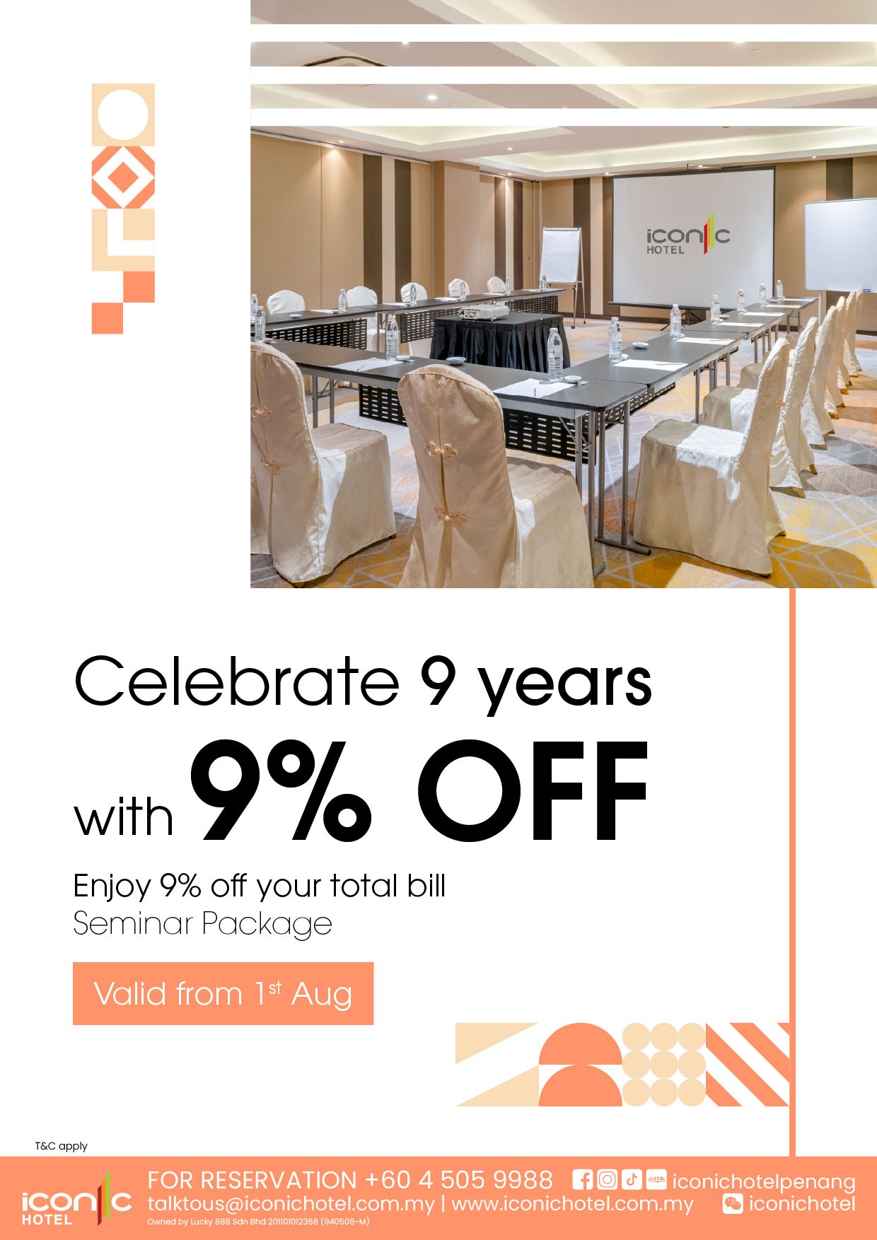Celebrate 9 Years with 9% Off by Iconic Hotel