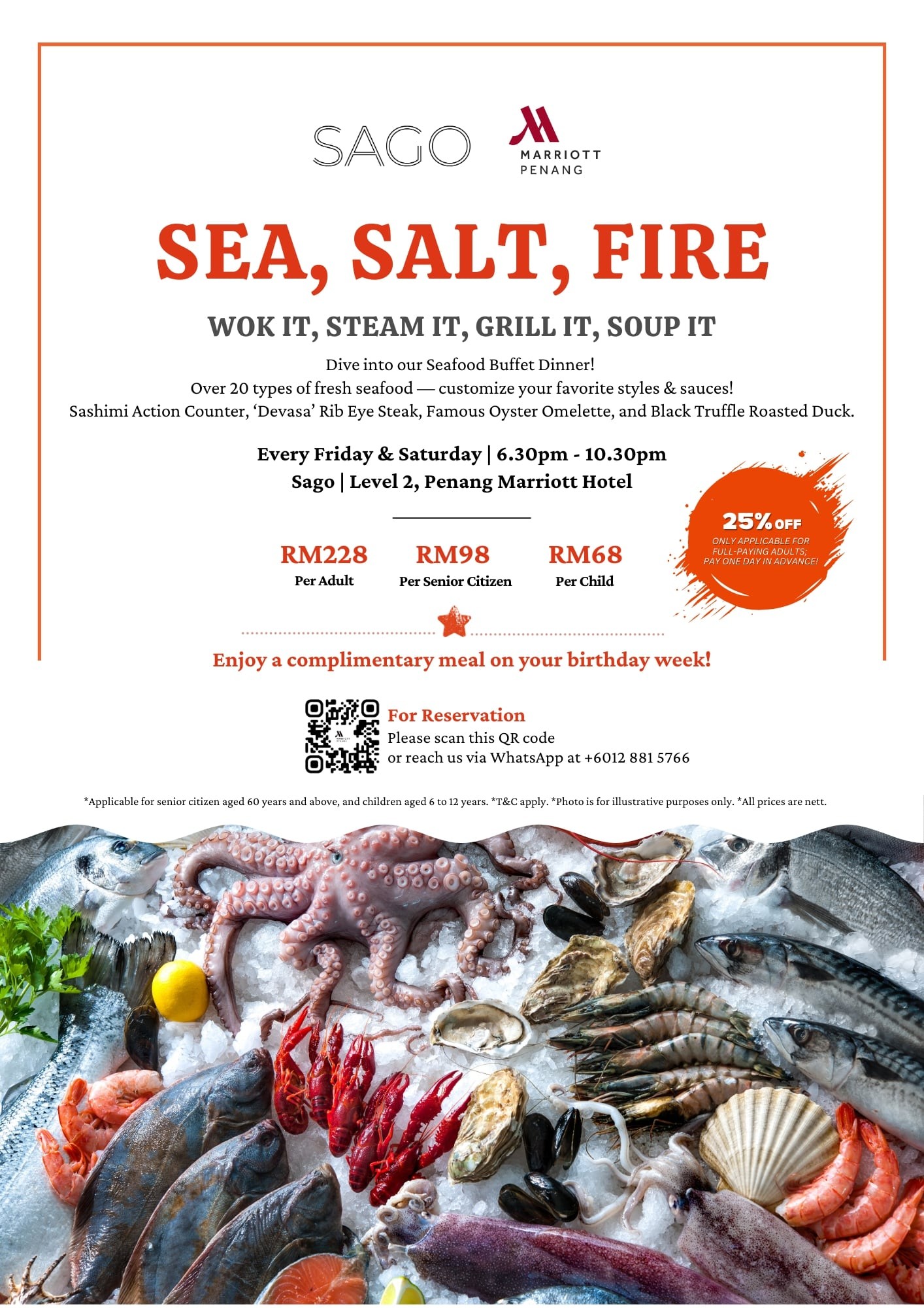 Sea, Salt, Fire Seafood Buffet Dinner by Penang Marriott Hotel