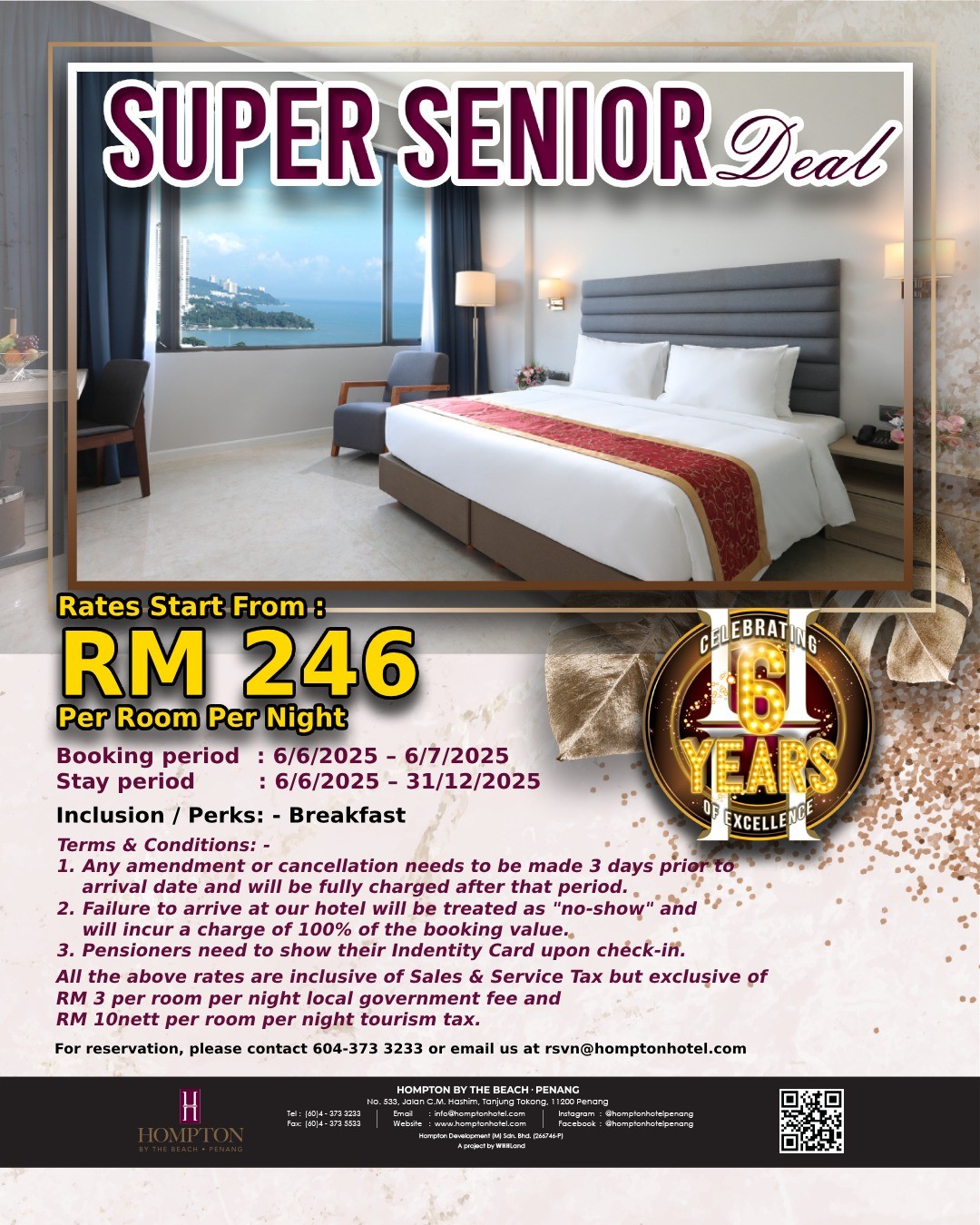 Super Senior Deal at Hompton by the Beach Penang